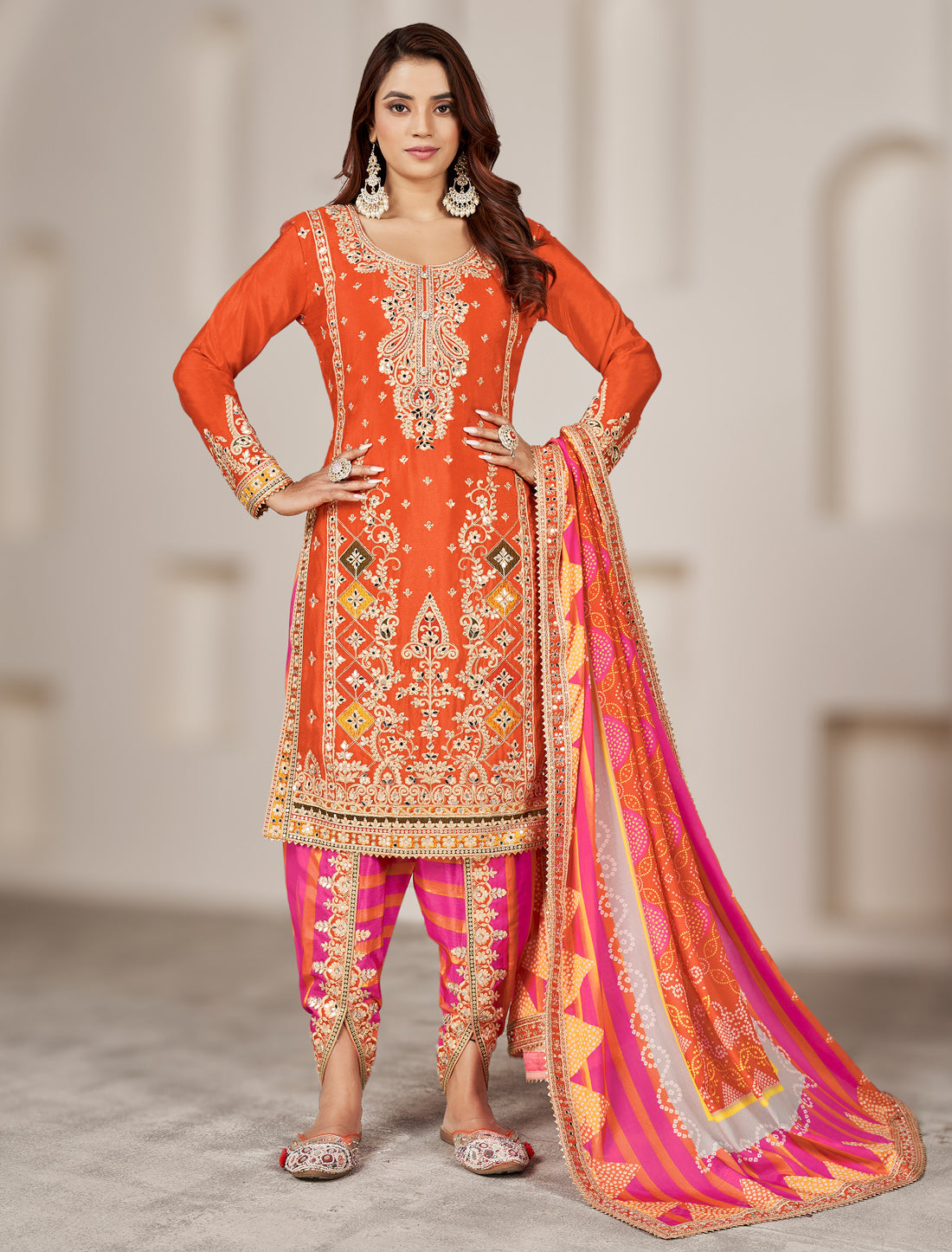 Premium Chinnon Readymade Suit – Freesize Up to XL