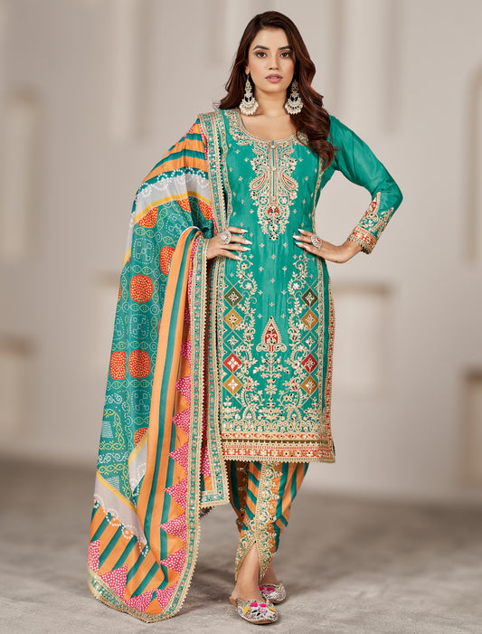 Designer Mirror Work Suit Set – Inside Margin 48 Inch