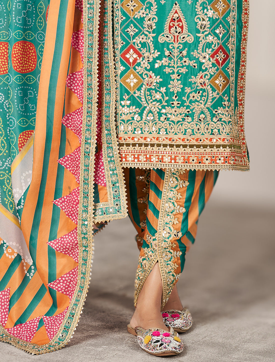 Designer Mirror Work Suit Set – Inside Margin 48 Inch