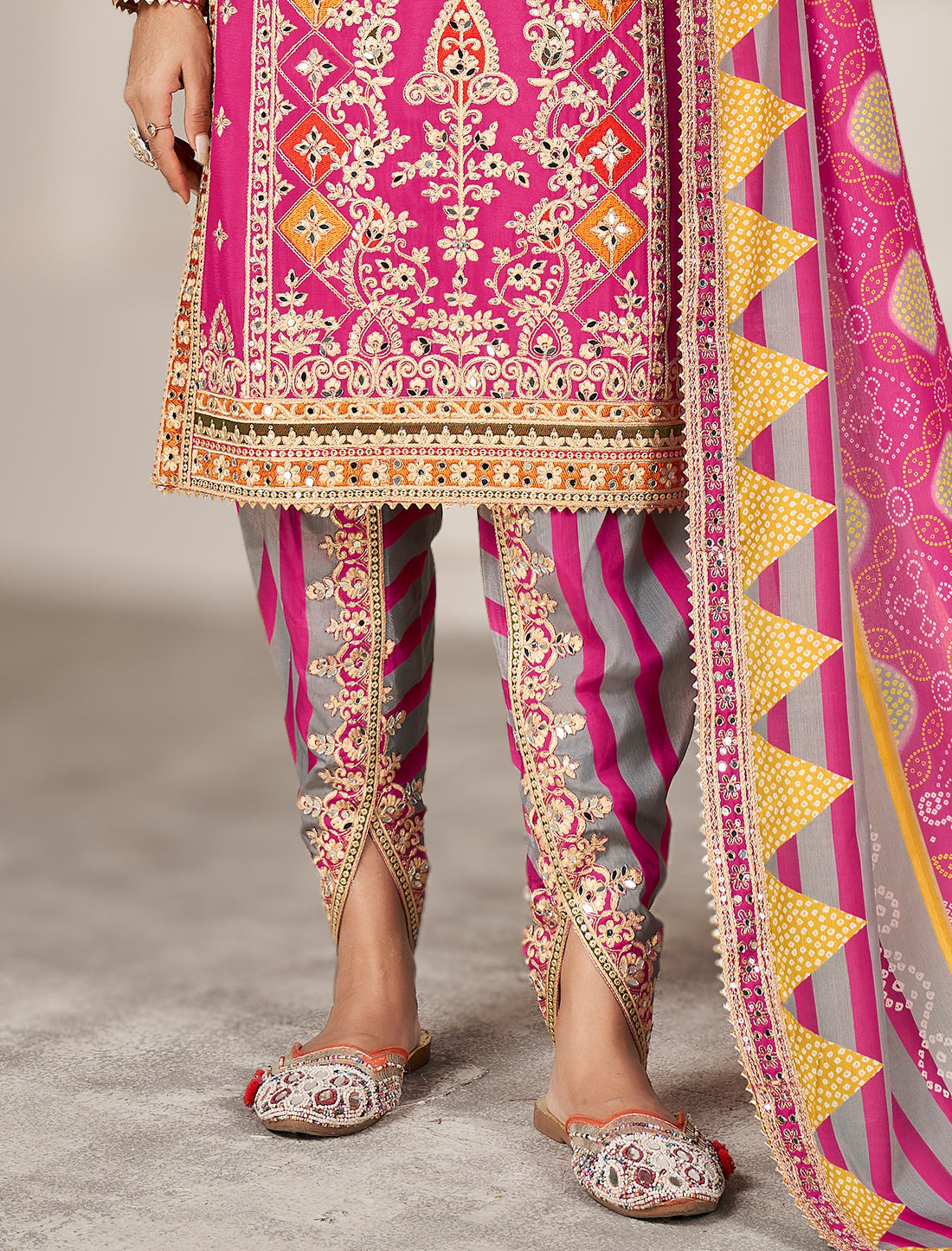 Festive Wear Chinnon Suit with Dupatta Tulip Pant