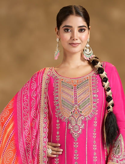 Festive Chinnon Dress Set with Embroidery Mirror Work – FREESIZE