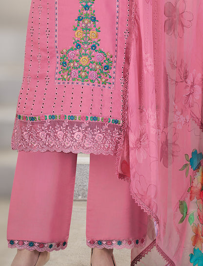 Pink Designer Pearl Work Dress – Freesize up to 48"