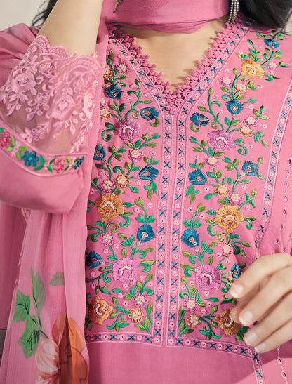 Pink Designer Pearl Work Dress – Freesize up to 48"