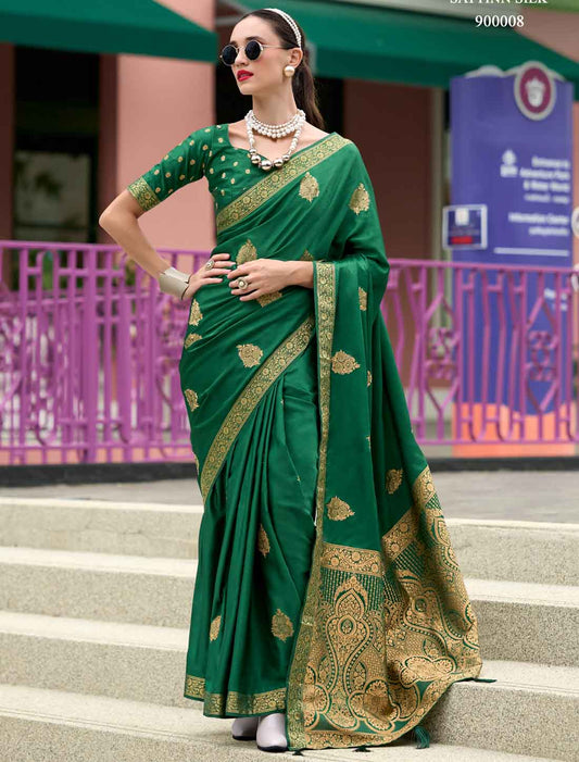 Pure Satin Handloom Weaving Ethnic Party Wear Saree