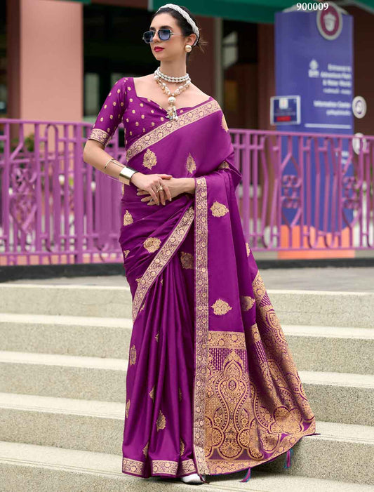 Party Wear Satin Handloom Weaving Ethnic Saree