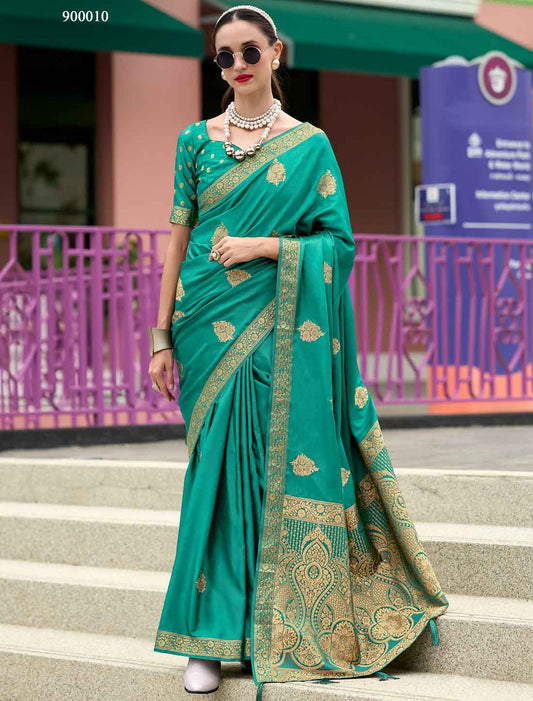 Ethnic Wear Pure Satin Handloom Weaving Party Saree