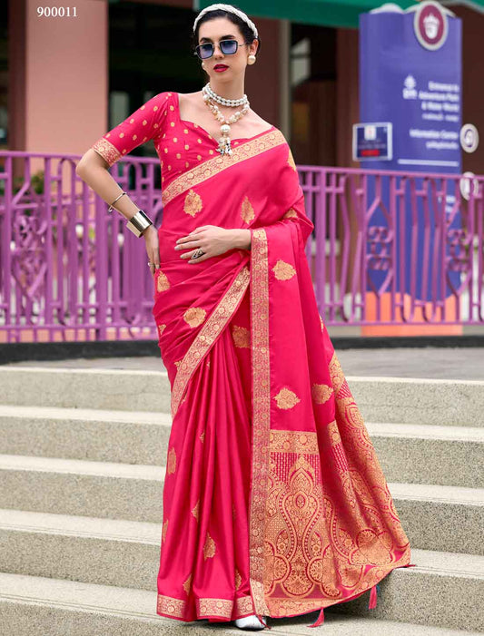 Satin Pure Handloom Party Wear Weaving Saree