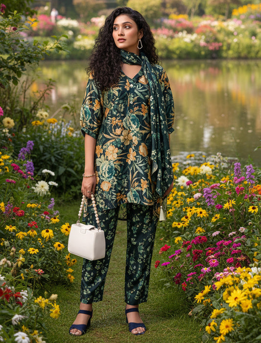 Elegant Silky Crepe Coord Set for Women