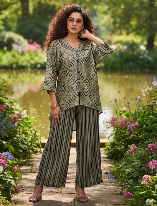 Elegant Coord Set in Silky Crepe Fabric | BeFashionate Women’s Ethnic Wear