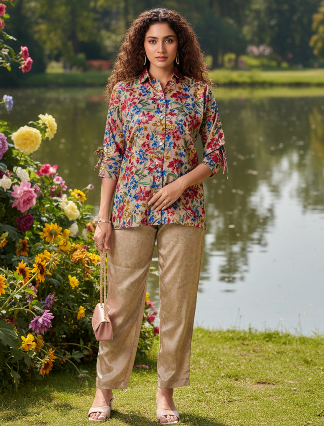 Simple Stylish Silky Crepe Coord Set | Ethnic Wear for Women