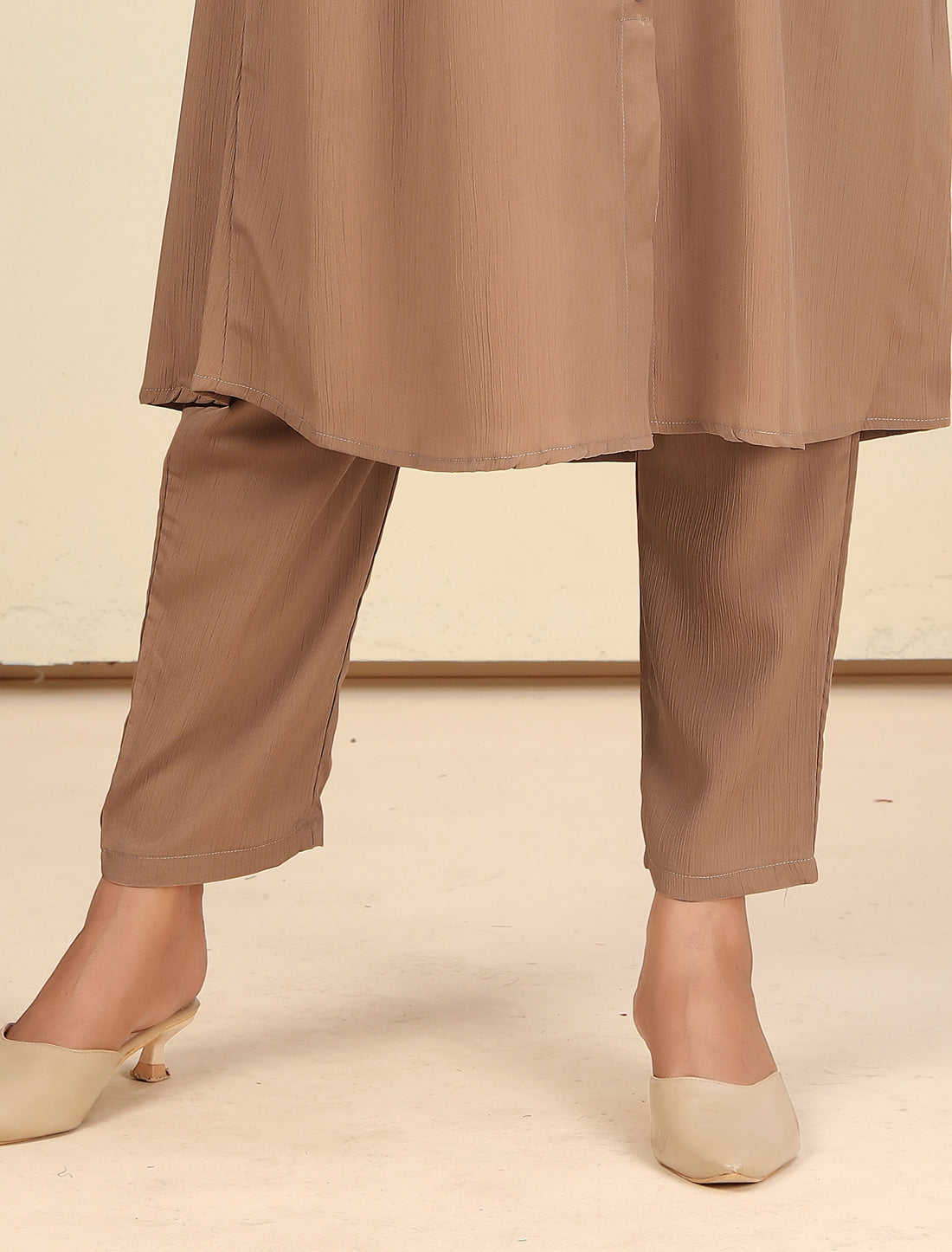 Ethnic Brown Cotton Top with Pants