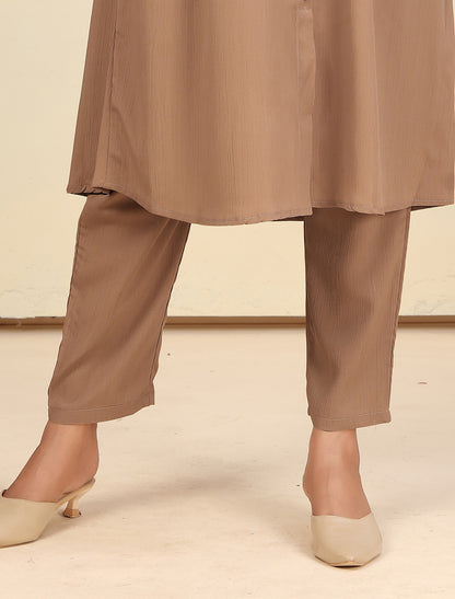 Ethnic Brown Cotton Top with Pants