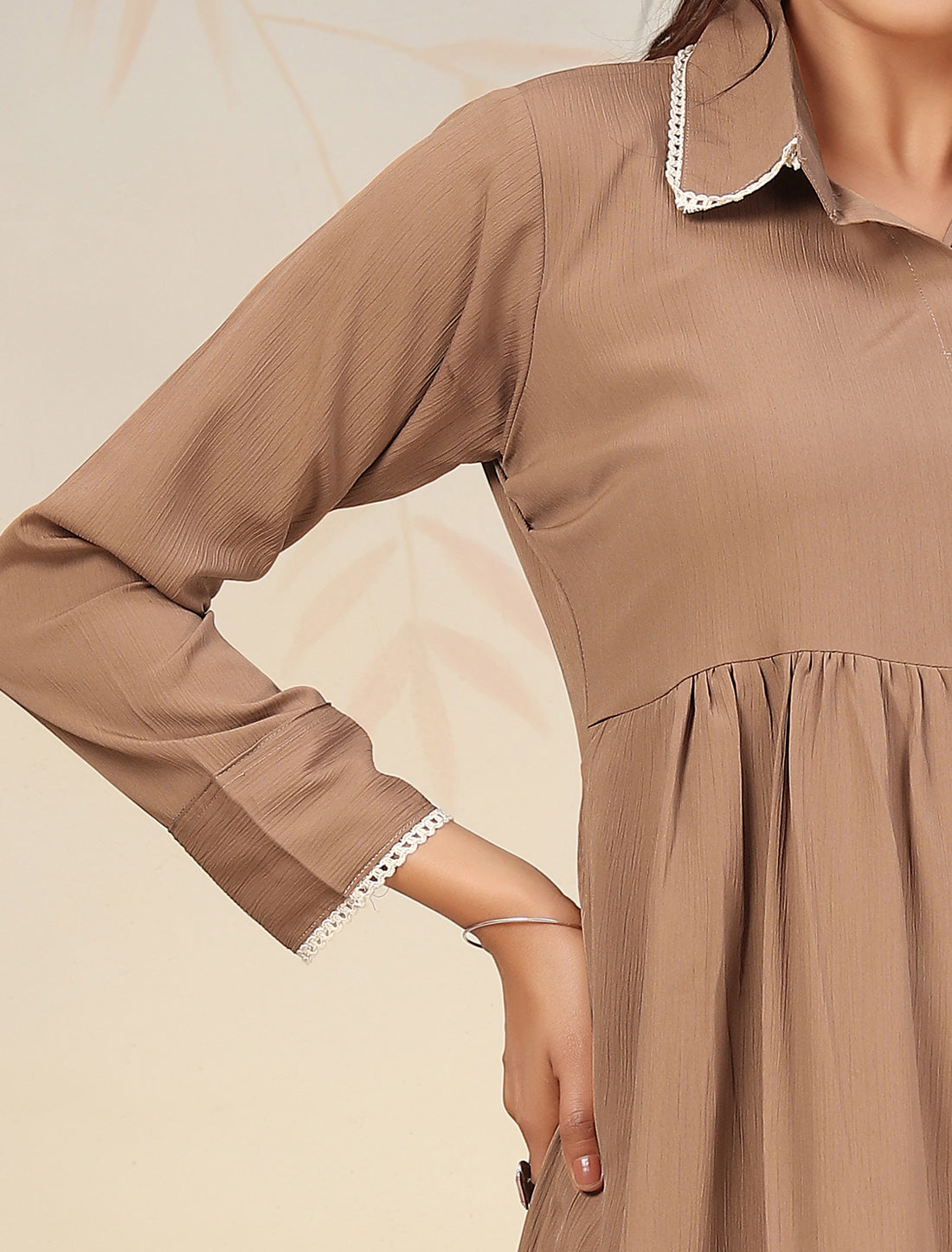 Ethnic Brown Cotton Top with Pants