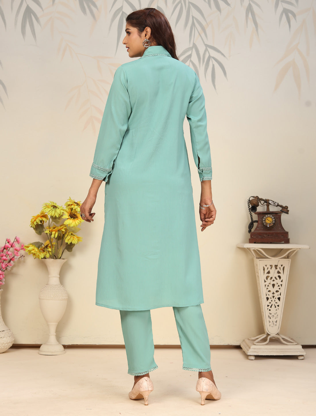 Rama Green Ethnic Cotton Kurta Sets