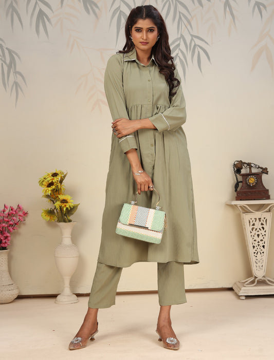 Pista Green Ethnic Rinkal Cotton Kurta Sets