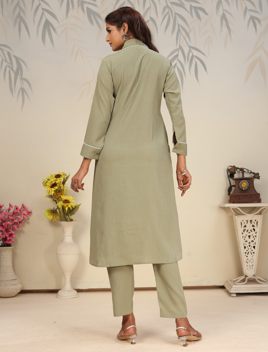 Pista Green Ethnic Rinkal Cotton Kurta Sets