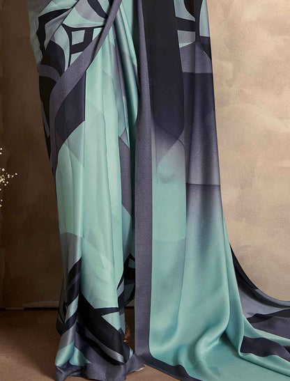 Satin Crepe Abstract Print Ethnic Casual Saree