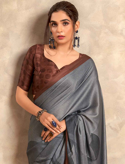Casual Satin Crepe Abstract Print Ethnic Saree