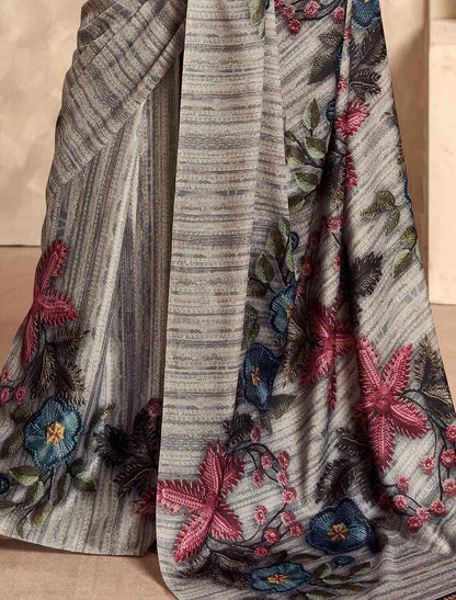 Satin Crepe Morden Abstract Print Ethnic Casual Saree
