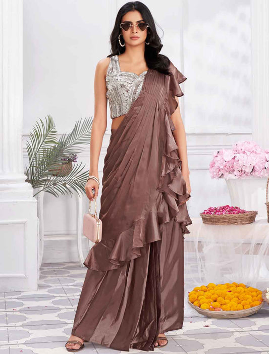 Style with Satin Silk & Fancy Party Wear Saree & Choli Sets