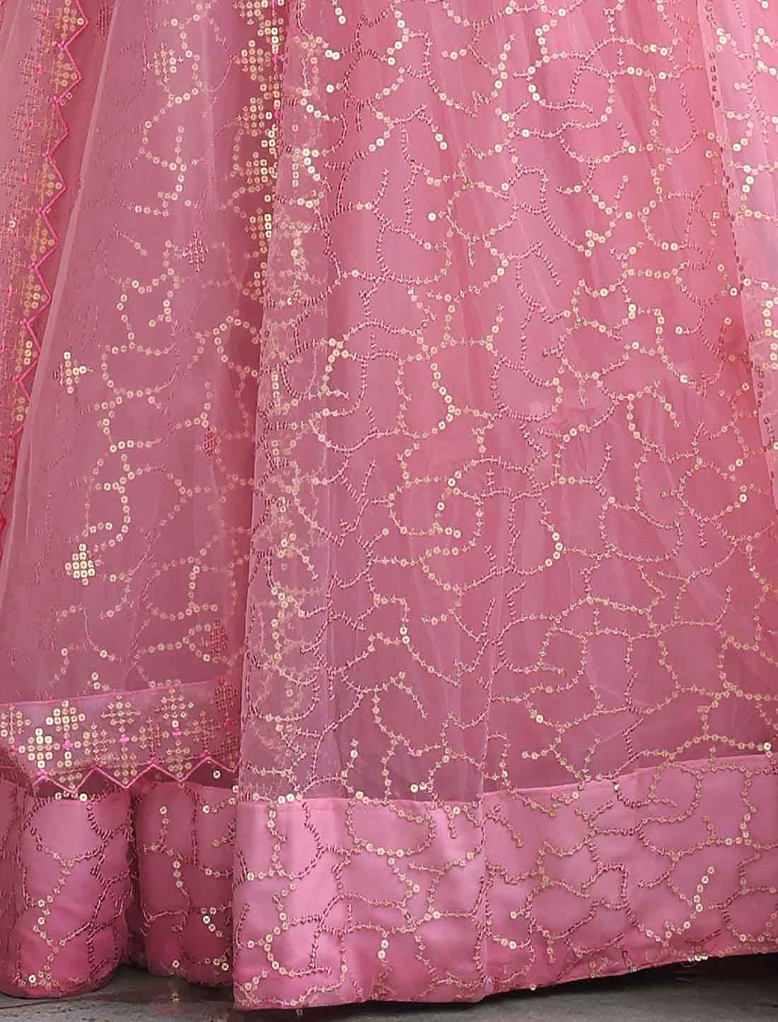 Pink Soft Net Dori and Resham Embroidery Ethnic Lehenga Choli