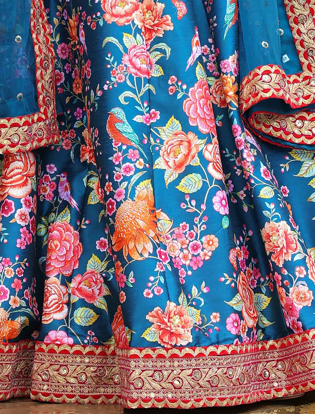 Blue Ethnic Art Silk Sequins Embroidery With Diamond Lehenga Choli