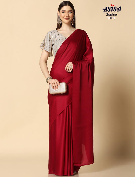 Launching Our New Maroon Burfi Silk And Super Soft Saree With Imported Lycra Blouse Traditional Wear UnStitched Saree