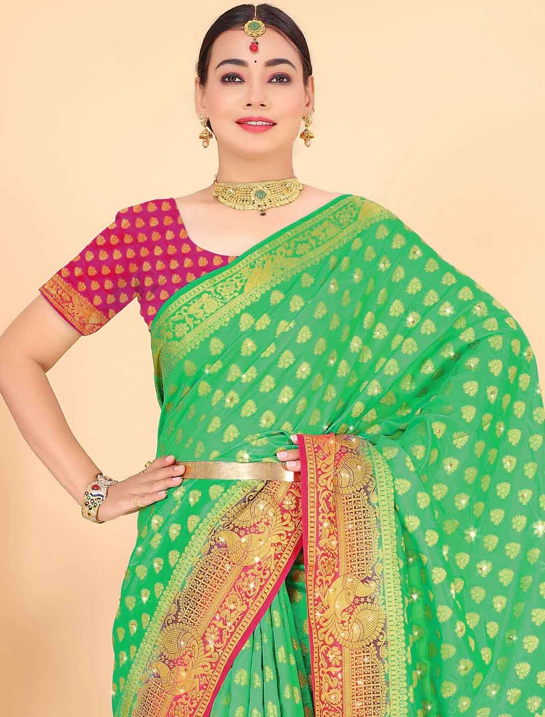 Traditional Banarasi Silk With Designer Woven Blouse Ethinc Saree