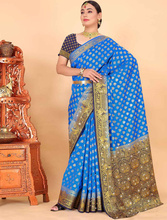 Wear Traditional Banarasi Silk With Woven Blouse Ethinc Saree