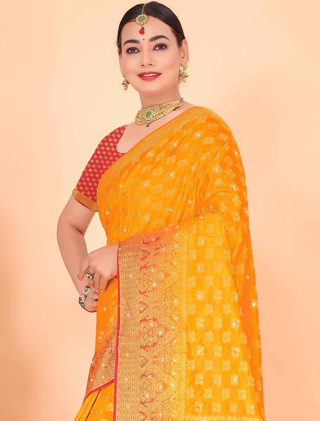 Ethinc Banarasi Silk With Designer Woven Blouse Traditional Saree