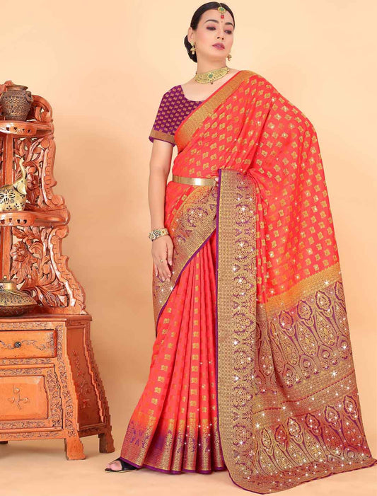 Elevate Traditional Banarasi Silk With Designer Woven Blouse Saree