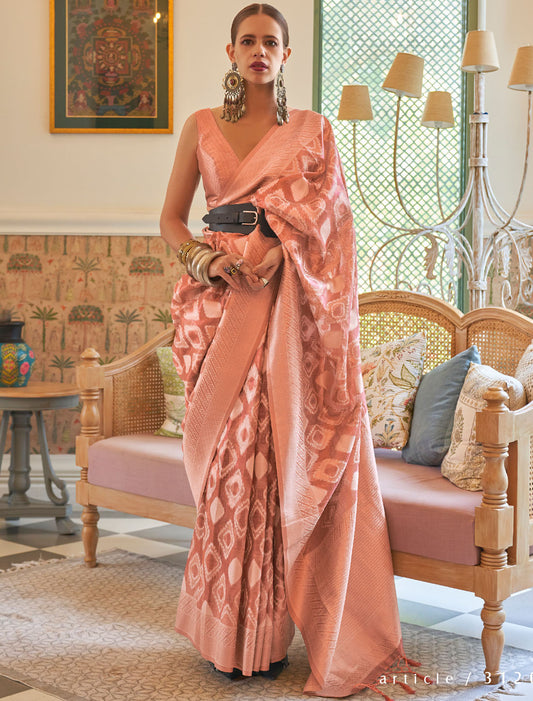 Multi Women Zari Tissue Handloom Weaving Elegant Saree