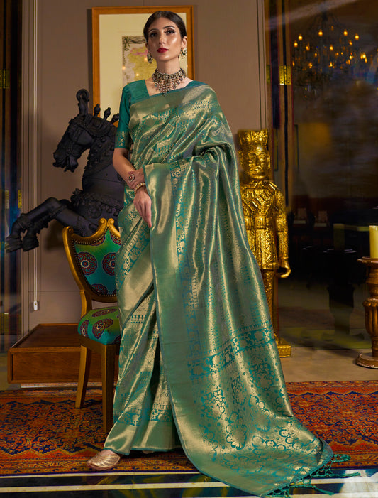 Green Ethnic Designer Handloom Weaving Silk Saree