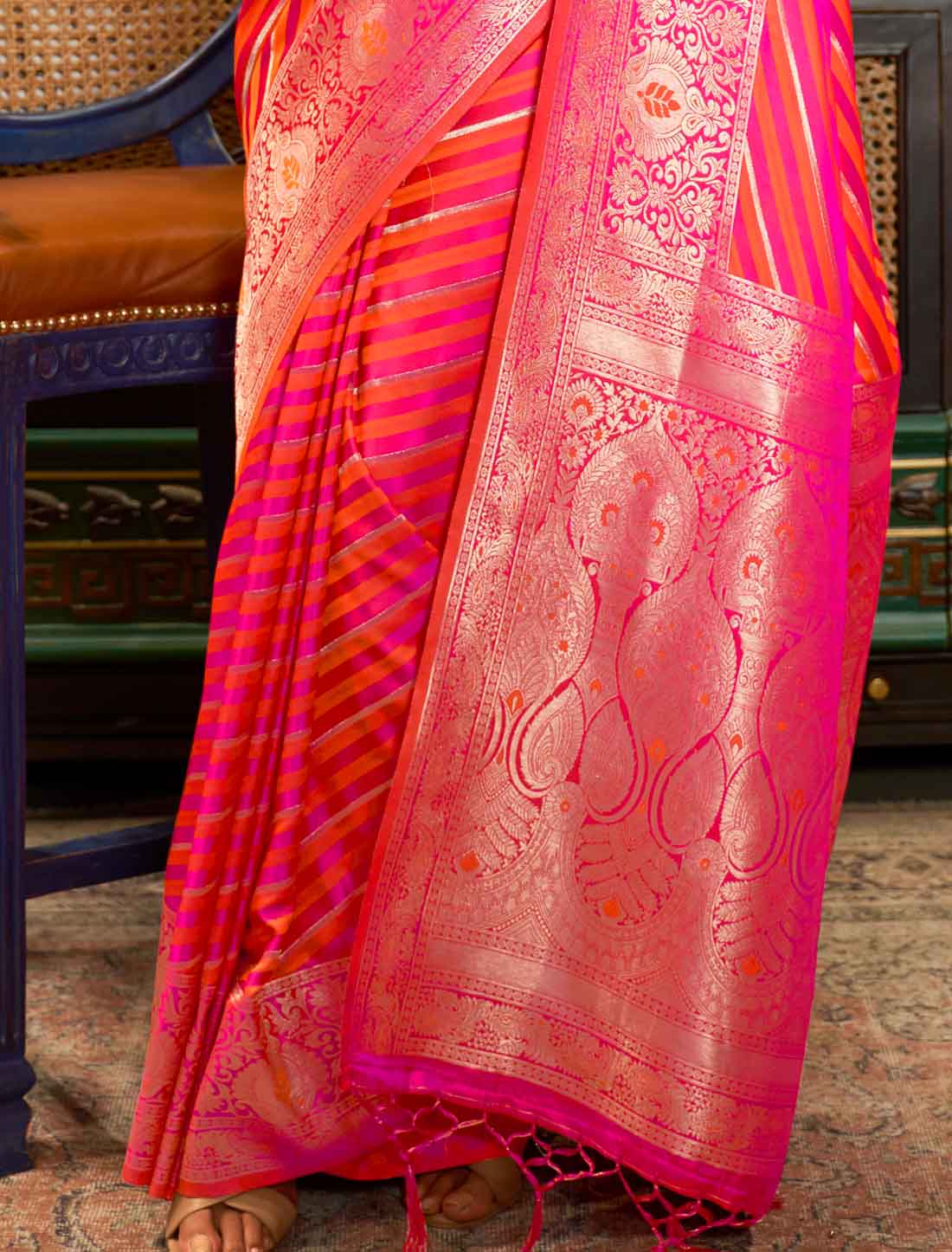 Unique Silk Pure Satin Designe Handloom Weaving Ethnic Saree