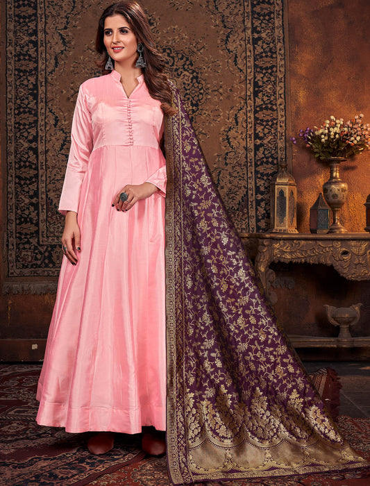 Art Silk Top with Dupatta and Anarkali Suit For Women