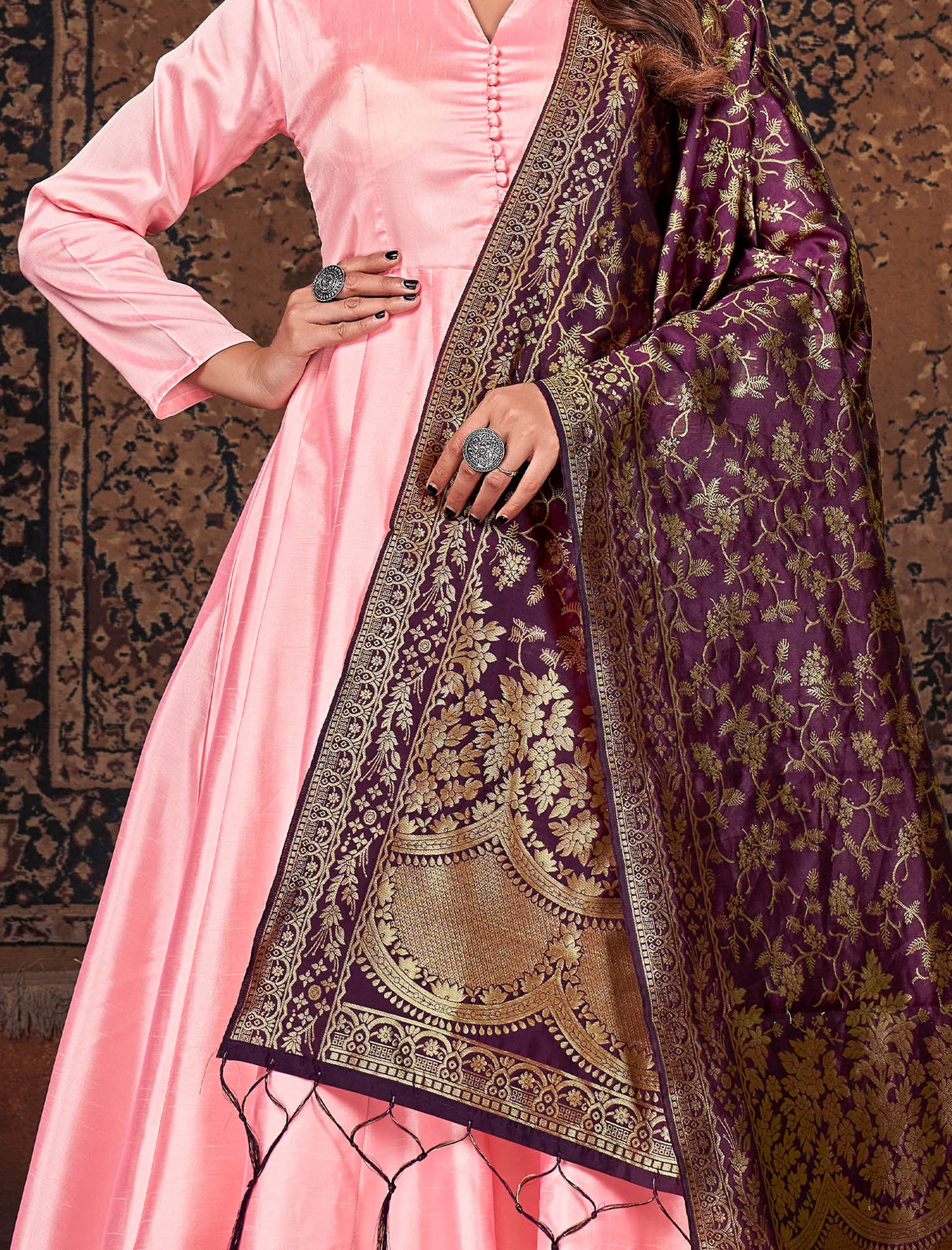 Art Silk Top with Dupatta and Anarkali Suit For Women