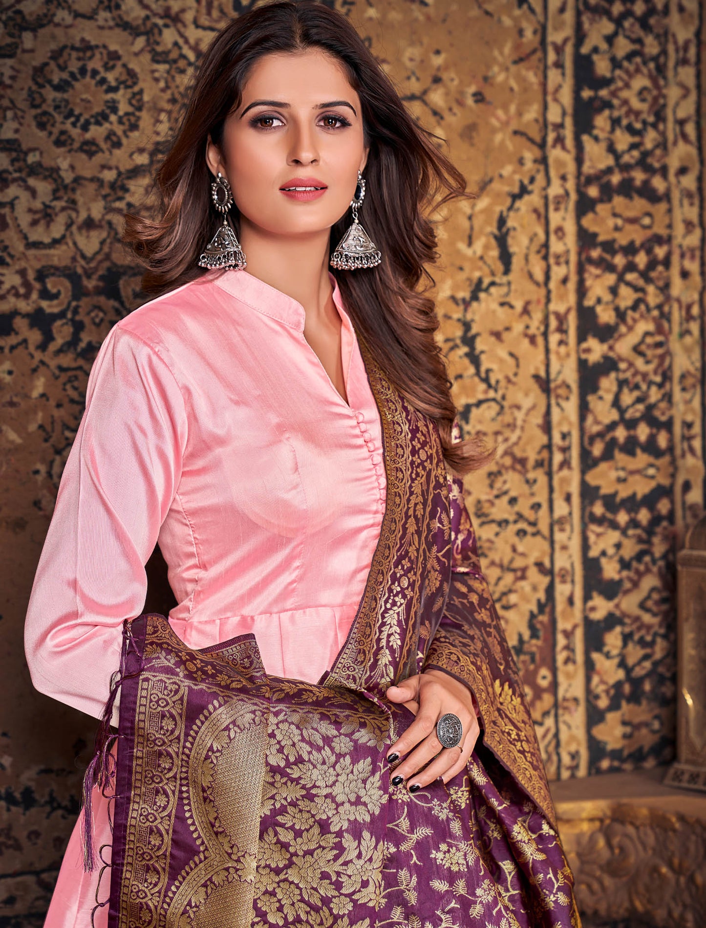 Art Silk Top with Dupatta and Anarkali Suit For Women