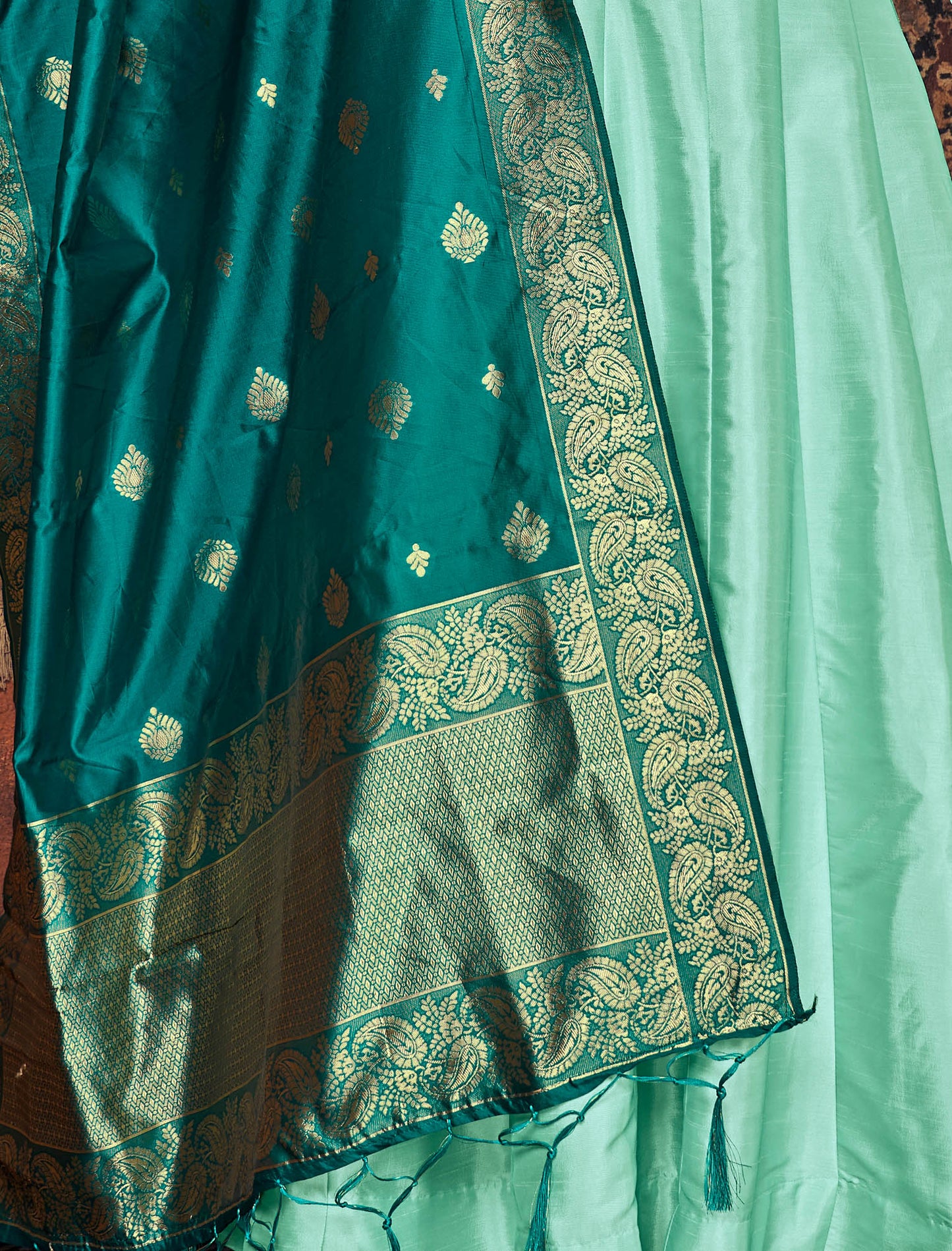 Sea Green Art Silk Top with Dupatta and Anarkali Suit For Women