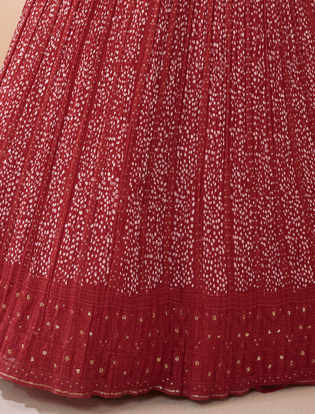 Maroon Designer Gown Real Georgette Front Back Embroidery Free-stitched