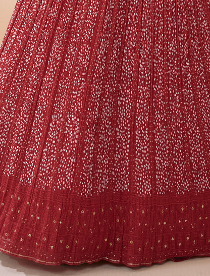 Maroon Designer Gown Real Georgette Front Back Embroidery Free-stitched