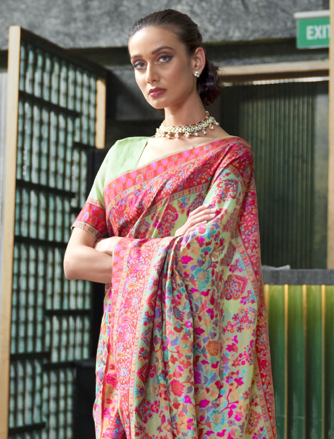 Handloom Modal Kashmiri Weaving Heavenly Hues Saree for Women