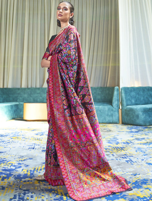 Enchanted Valley Handloom Modal Kashmiri Weaving Saree Extravaganza