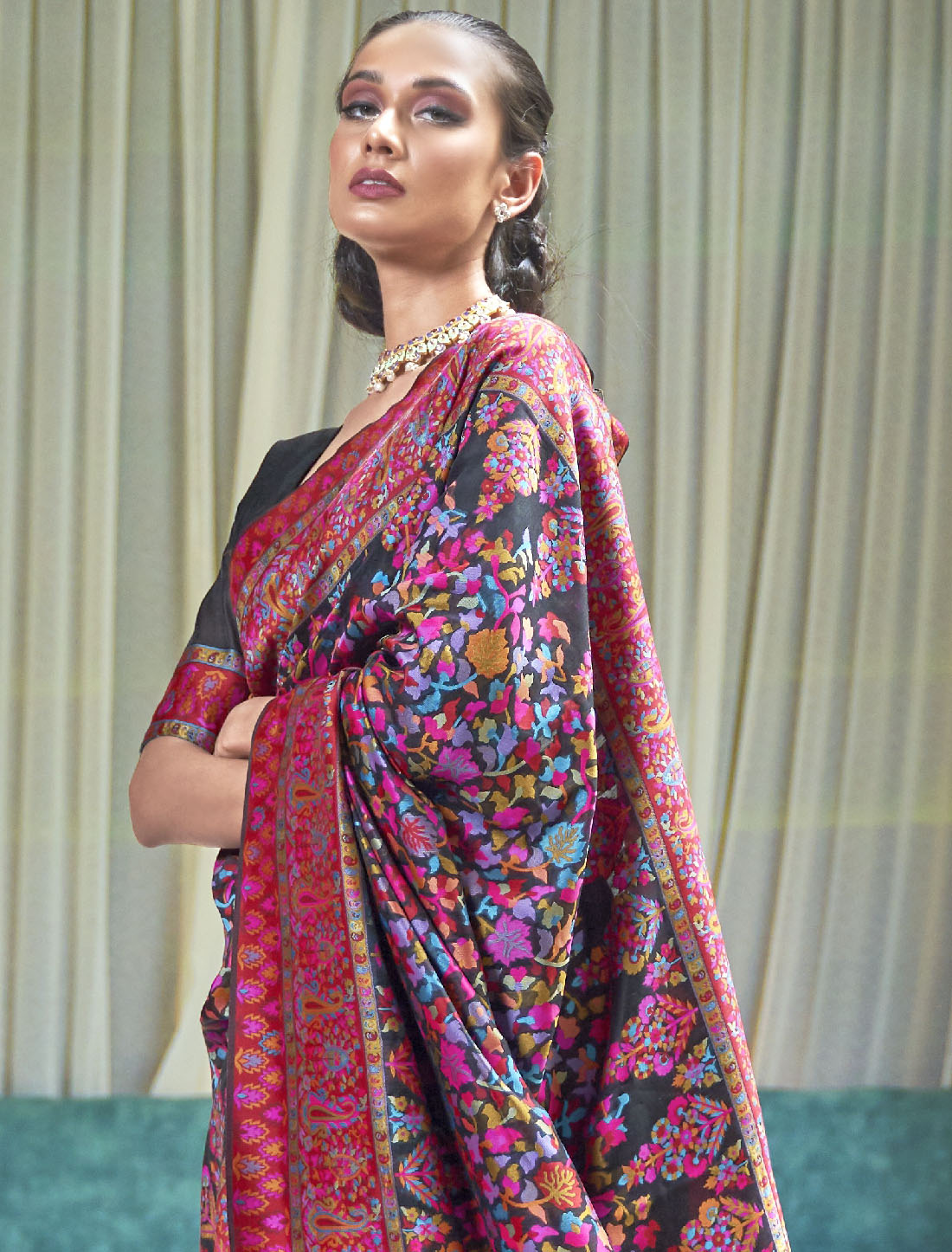 Enchanted Valley Handloom Modal Kashmiri Weaving Saree Extravaganza