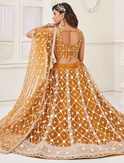 Yellow Ethnic Embroidery Ethnic Semi-Stitched Lehenga Choli