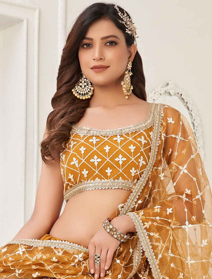 Yellow Ethnic Embroidery Ethnic Semi-Stitched Lehenga Choli