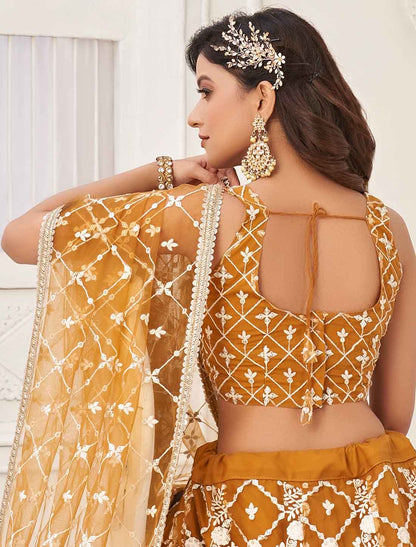 Yellow Ethnic Embroidery Ethnic Semi-Stitched Lehenga Choli