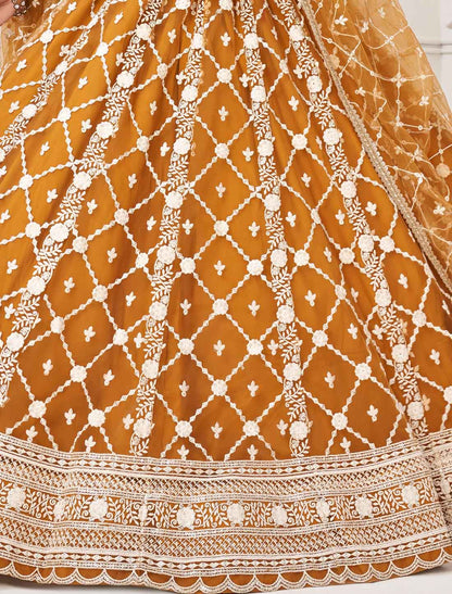 Yellow Ethnic Embroidery Ethnic Semi-Stitched Lehenga Choli