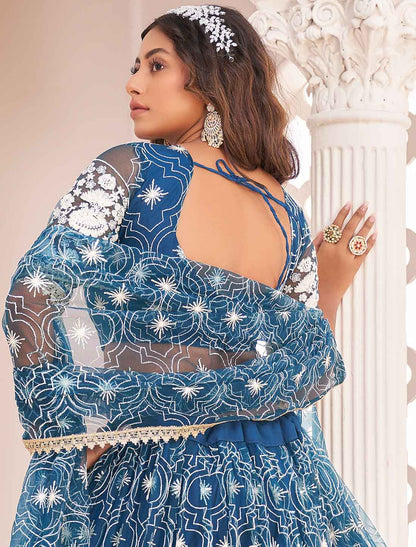 Blue Ethnic Embroidery Designer Lehenga Choli