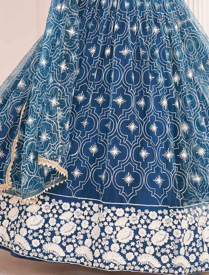 Blue Ethnic Embroidery Designer Lehenga Choli