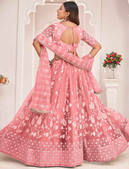 Light Pink Ethnic Embroidery Designer Lehenga Choli